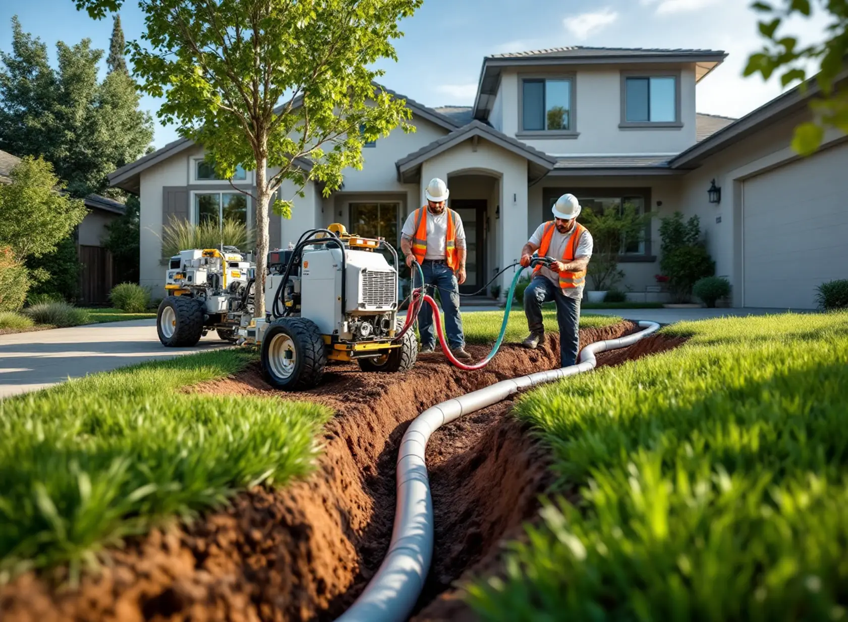 trenchless-water-line-replacement-in-sacramento-no-dig-benefits-explained-featured-20260627-1215 Crew performing trenchless water line replacement in a Sacramento yard with minimal digging.